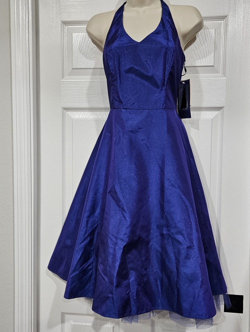 City Triangles Royal Blue Halter Fit-and-Flare Dress